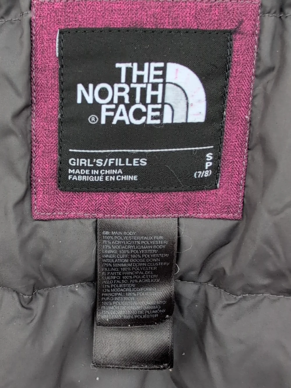 North Face Parka Girls Small Purple Dryvent 550 Down Fur Trim Sherpa Quilt Lined